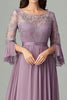 Load image into Gallery viewer, Taro Purple Lace Chiffon Mother Of the Bride Dress with 3/4 Sleeves