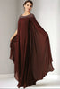 Load image into Gallery viewer, Burgundy Chiffon Round Neck Beaded Long Mother of the Bride Dress with Wrap