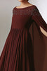 Load image into Gallery viewer, Burgundy A-Line Chiffon Round Neck Long Mother of the Bride Dress with Wrap