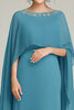 Load image into Gallery viewer, Sparkly Blue Sequins Round Neck Long Mother Of the Bride Dress with Ruffles