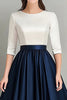 Load image into Gallery viewer, White Navy A Line Half Sleeves Ruched Mother Of the Bride Dress