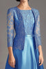 Load image into Gallery viewer, Blue A Line Lace Satin Long Sleeves Mother Of The Bride Dress