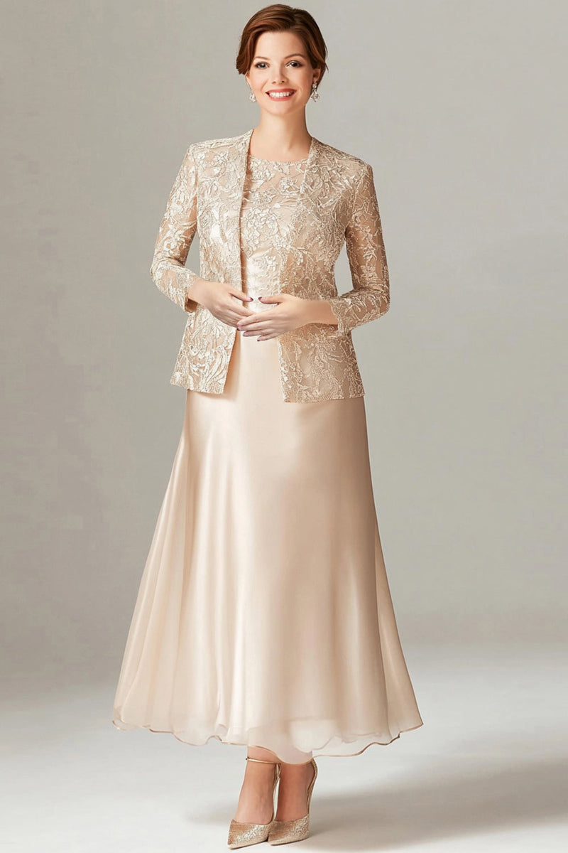 Load image into Gallery viewer, A-Line Champagne Chiffon 2-Piece Mother of the Bride Dress