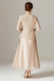 A-Line Champagne Chiffon 2-Piece Mother of the Bride Dress