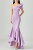 Load image into Gallery viewer, Lilac Sloping Shoulder Mermaid Ruffles Formal Dress