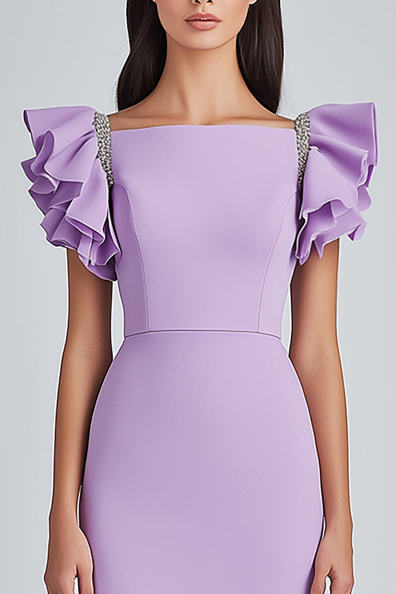 Load image into Gallery viewer, Lilac Bodycon Ruffle Sleeves Formal Dress