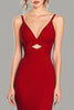 Load image into Gallery viewer, Red V-Neck Cut Out Mermaid Formal Dress