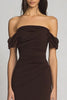 Load image into Gallery viewer, Dark Brown Off the Shoulder Mermaid Long Formal Dress