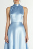 Load image into Gallery viewer, A Line Blue Halter Neck Satin Long Formal Dress