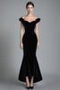 Load image into Gallery viewer, Off the Shoulder Mermaid Black Velvet Long Formal Dress