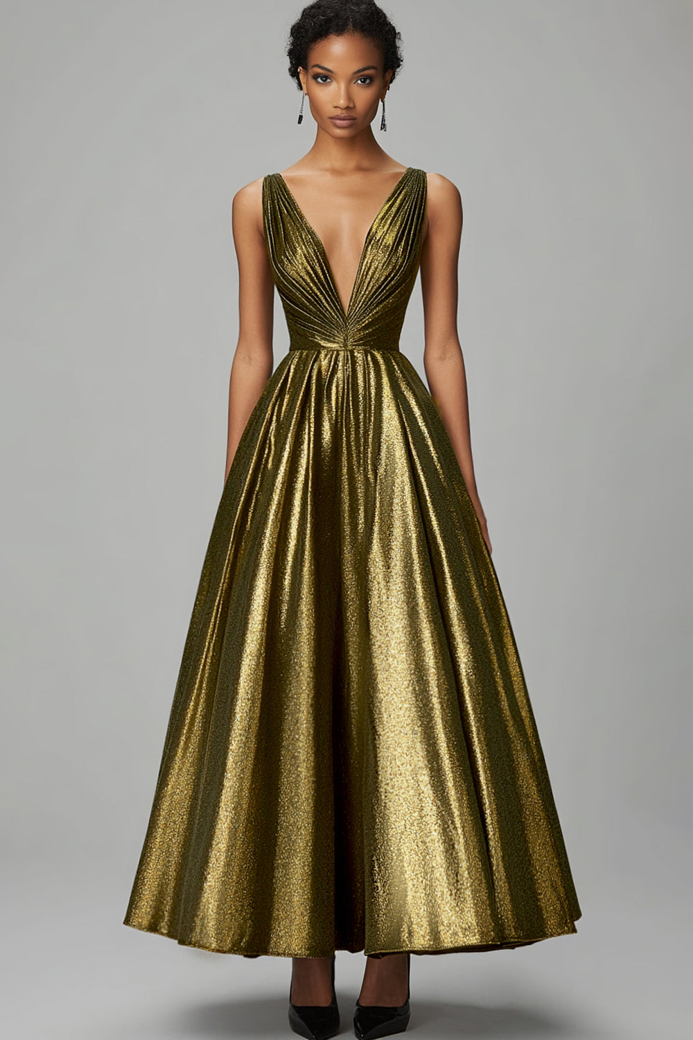 ZAPAKA Women Sparkly Dark Gold Long Prom Dress A-Line V Neck Pleating Ankle Length Evening Dress ZAPAKA UK ZAPAKA Women Sparkly Dark Gold Long Prom Dress A-Line V Neck Pleating Ankle Length Evening Dress ZAPAKA UK