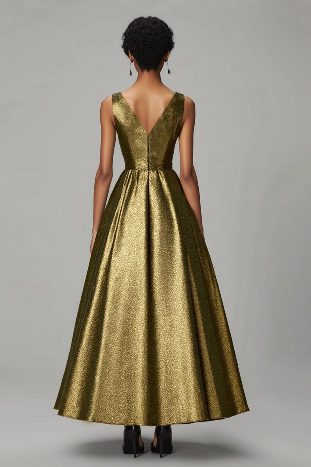 ZAPAKA Women Sparkly Dark Gold Long Prom Dress A-Line V Neck Pleating Ankle Length Evening Dress ZAPAKA UK ZAPAKA Women Sparkly Dark Gold Long Prom Dress A-Line V Neck Pleating Ankle Length Evening Dress ZAPAKA UK