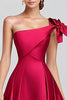 Load image into Gallery viewer, Fuchsia A-Line One Shoulder Bow Satin Long Formal Dress