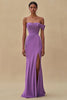 Load image into Gallery viewer, Off Shoulder Purple Mermaid Long Formal Dress with Slit