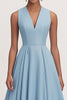 Load image into Gallery viewer, A Line V Neck Blue Pleated Formal Party Dress