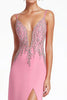 Load image into Gallery viewer, Pink V Neck Spaghetti Straps Beaded Formal Dress