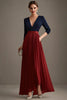 Load image into Gallery viewer, Navy and Red V-neck A-Line Chiffon Mother of the Bride Dress