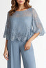 Load image into Gallery viewer, Boat Neck Grey Blue Chiffon 1/2 Sleeves Loose Jumpsuit with Lace Upper