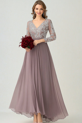 Dusk V Neck Long Sleeve Mother of the Bride Dress With Appliques