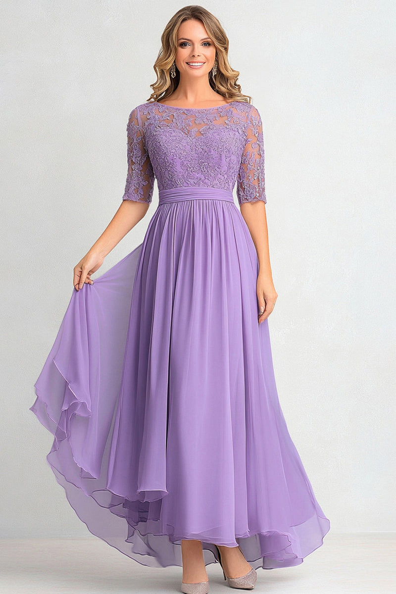 Load image into Gallery viewer, Elegant Lilac A Line Boat Neck  Mother Of Bride Dress With Appliques