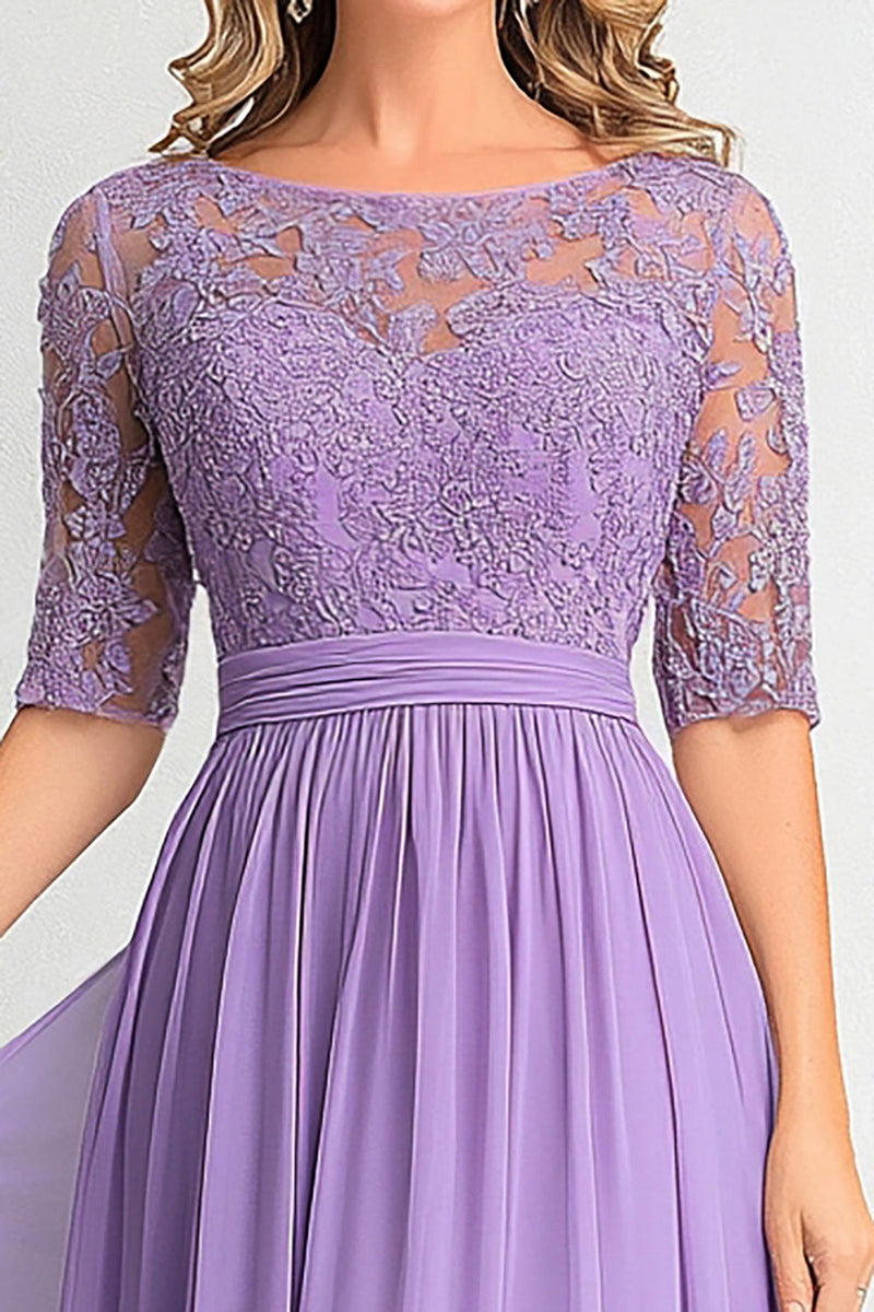 Load image into Gallery viewer, Elegant Lilac A Line Boat Neck  Mother Of Bride Dress With Appliques