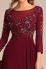 Load image into Gallery viewer, Elegant Burgundy A Line Long Sleeve Mother Of Bride Dress With Appliques