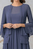 Load image into Gallery viewer, Elegant Grey Blue A Line Mother Two-Piece Set Dress