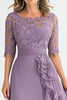 Load image into Gallery viewer, Elegant Grey Purple A Line Tulle Mother Of Bride Dress With Ruffles