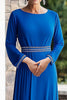 Load image into Gallery viewer, Sparkly Royal Blue Sheath Long Sleeves Beaded Mother of the Bride Dress