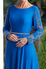 Load image into Gallery viewer, Sparkly Royal Blue A-Line Beaded Long Sleeves Mother of the Bride Dress