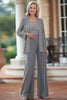 Load image into Gallery viewer, Grey Bodycon Laced Wedding Party Jumpsuit with Lace Coat