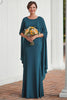 Load image into Gallery viewer, Flowy Peacock Mermaid Pleats Chiffon Ruffle Long Mother of the Bride Dress