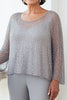 Load image into Gallery viewer, Sparkly Grey Sequined Top Long Sleeves Chiffon Formal Jumpsuit