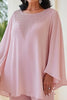 Load image into Gallery viewer, Pink 2-Piece Chiffon Scoop Beaded Mother of the Bride Pant Suits with Long Sleeves