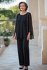 Load image into Gallery viewer, Black Round Neck Chiffon Long Sleeves 2 Pieces Mother of the Bride Pant Suits