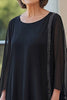 Load image into Gallery viewer, Black Round Neck Chiffon Long Sleeves 2 Pieces Mother of the Bride Pant Suits