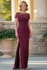 Load image into Gallery viewer, Elegant Burgundy Bodycon Lace Appliques Mother Of Bride Dress With Slit