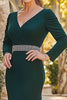 Load image into Gallery viewer, Elegant Dark Green Long Sleeve Mother Of Bride Dress With Beading