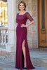 Load image into Gallery viewer, Graceful Burgundy Lace Appliques Mother Of Bride Dress With Slit