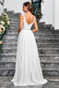 Load image into Gallery viewer, White A Line Spaghetti Straps Sequin Long Party Dress