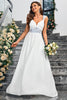 Load image into Gallery viewer, White A Line Spaghetti Straps Sequin Long Party Dress