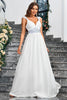 Load image into Gallery viewer, White A Line Spaghetti Straps Sequin Long Party Dress