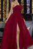 Load image into Gallery viewer, Burgundy A-Line One Shoulder Ruched Long Prom Dress with Slit