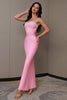 Load image into Gallery viewer, Sparkly Pink Mermaid Strapless Beaded Corset Long Prom Dress