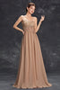 Load image into Gallery viewer, Simple Khaki A-Line Strapless Chiffon Long Prom Dress