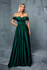 Load image into Gallery viewer, Army Green Off the Shoulder Satin A-Line Long Prom Dress