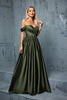 Load image into Gallery viewer, Army Green Off the Shoulder Satin A-Line Long Prom Dress