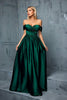 Load image into Gallery viewer, Army Green Off the Shoulder Satin A-Line Long Prom Dress