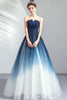 Load image into Gallery viewer, Navy A Line Strapless Tulle Pleated Long Prom Dress