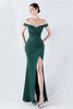 Load image into Gallery viewer, Burgundy Mermaid Off The Shoulder Long Prom Dress With Slit